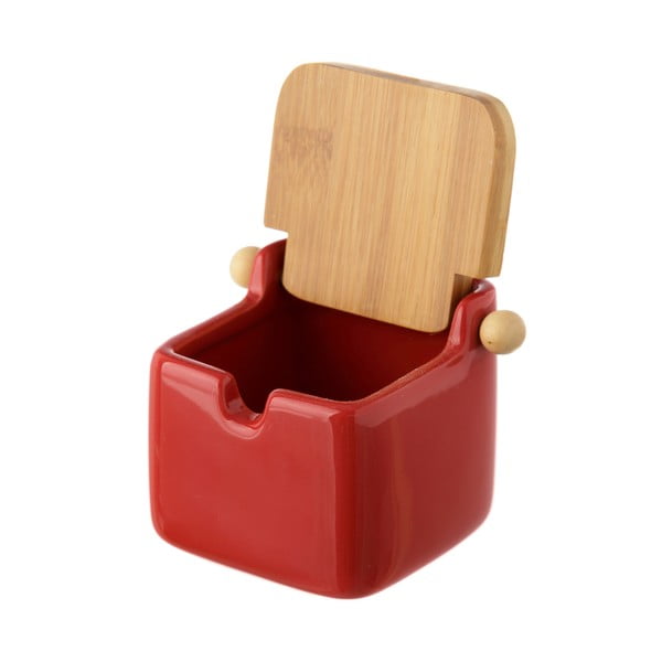 Sarkana keramikas sāls burka ar bambusa vāku Casa Selección, 250 ml-image-1