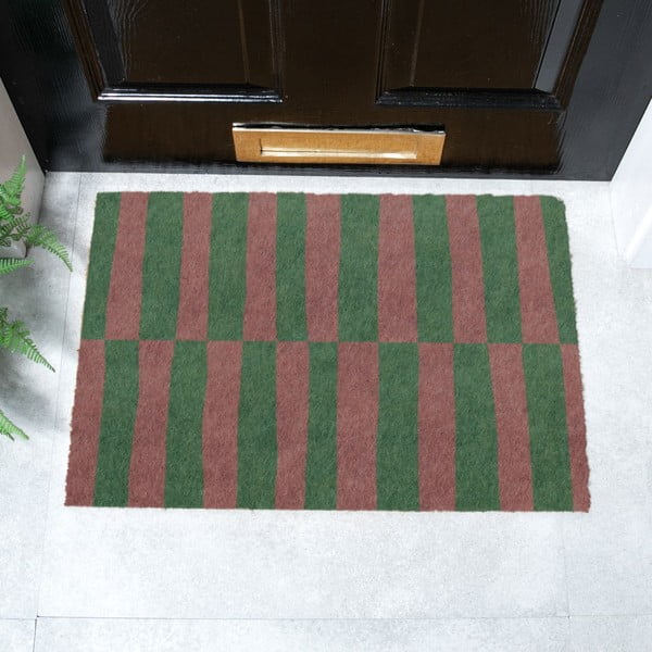 Kokosšķiedras kājslauķis 40x60 cm Pink & Green Half Stripes – Artsy Doormats-image-2