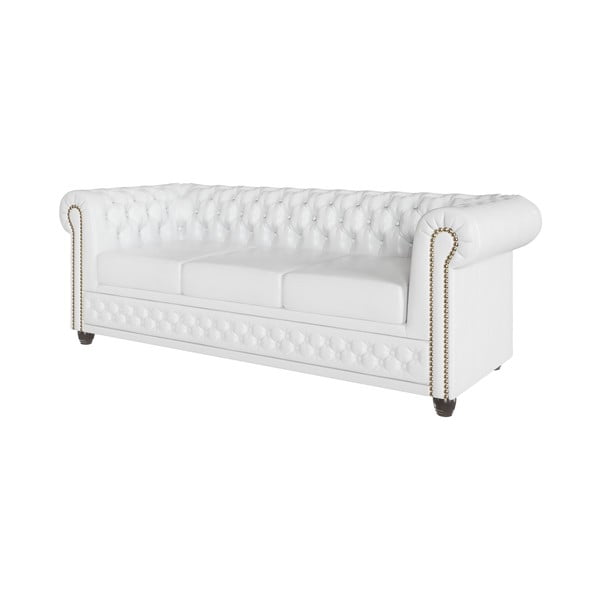Balts mākslīgās ādas dīvāns 203 cm York – Ropez