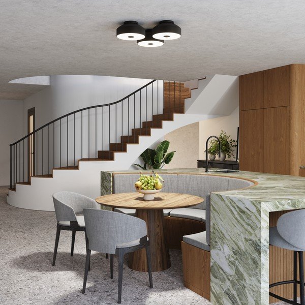 Melna griestu lampa ø 30 cm Blacko – Sollux-image-2