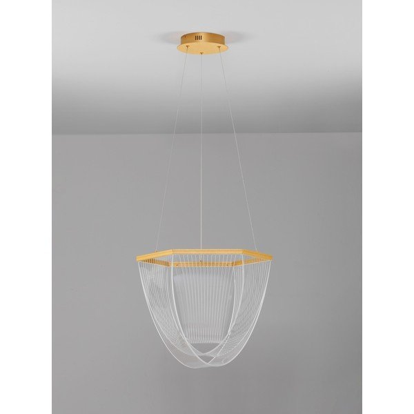 Zelta krāsas alumīnija LED piekaramā lampa ar regulējamu spilgtumu ar akrila stikla abažūru ø 52 cm Valentin – Nova Luce-image-4