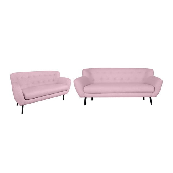 Trīsvietīga un divvietīga rozā dīvāna komplekts Kooko Home Rock