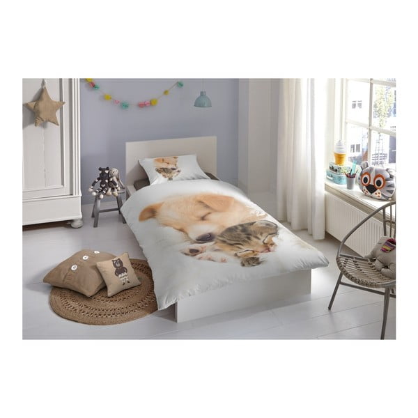 Bērnu kokvilnas gultasveļa vienam bērnam Good Morning Sleeping, 140 x 200 cm-image-1