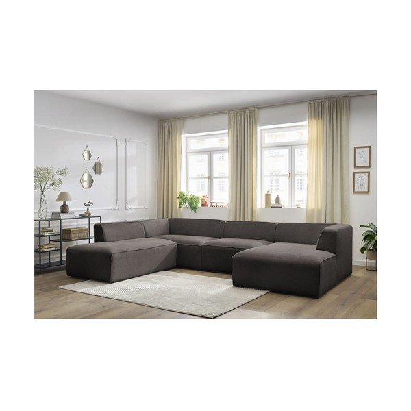 Brūns velveta modulārais stūra dīvāns (ar kreiso stūri/U veida) Megeve – Bobochic Paris-image-1