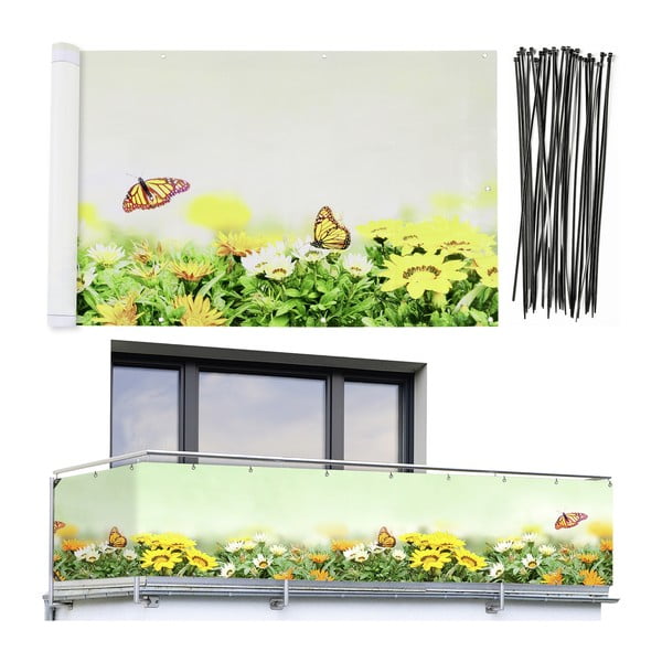 Dzeltens/zaļš plastmasas balkona aizslietnis 500x85 cm Butterfly – Maximex-image-4