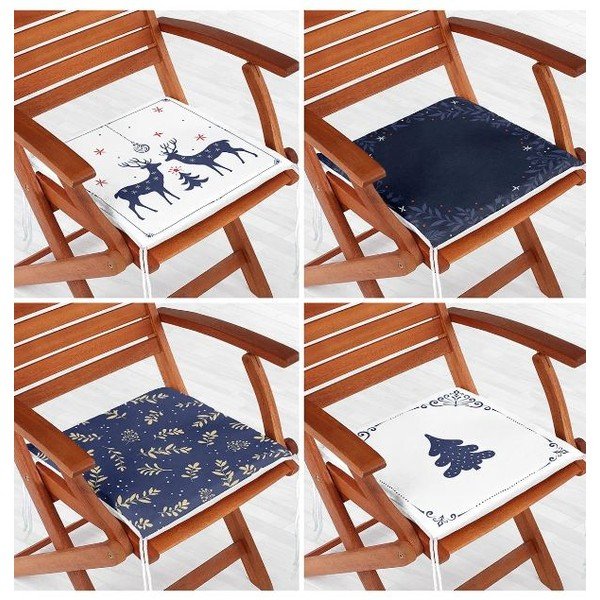 Sēdekļa spilveni ar Ziemassvētku motīvu (4 gab.) 40x40 cm Blue Christmas – Mila Home