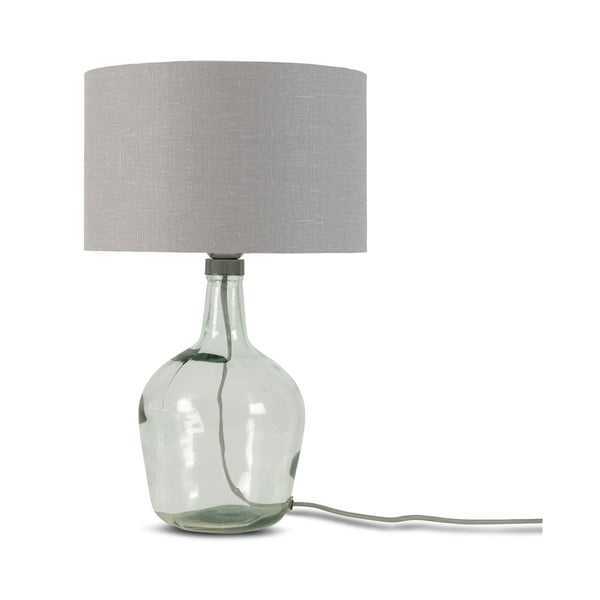 Galda lampa ar gaiši pelēku abažūru un pārstrādāta stikla struktūru Good&Mojo Murano, ⌀ 30 cm