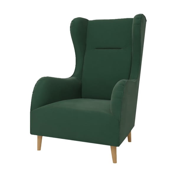 Tumši zaļš samta atpūtas krēsls ar atzveltni Carole – Ropez