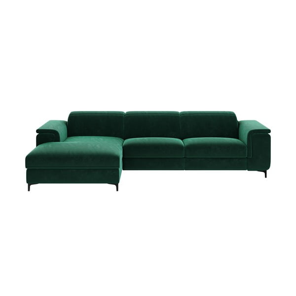 Tumši zaļš samta stūra dīvāns (kreisais stūris) Brito – MESONICA