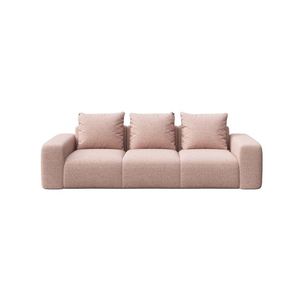 Gaiši rozā dīvāns no buklē auduma 287 cm Feiro – MESONICA