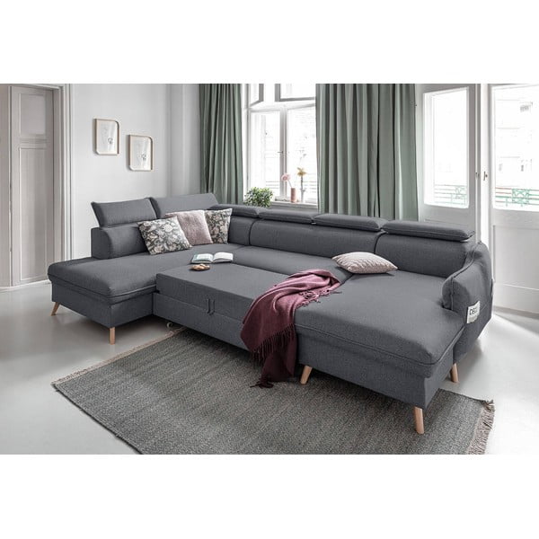 Tumši pelēks salokāms stūra dīvāns (ar kreiso stūri) Sweet Harmony – Miuform-image-4