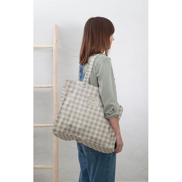 Lina soma Really Nice Things Linen Bag Grey Vichy-image-1