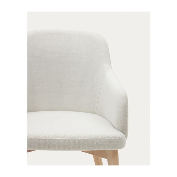 Krēmkrāsas polsterēts ēdamistabas krēsls ar roku balstiem Nelida – Kave Home-image-1