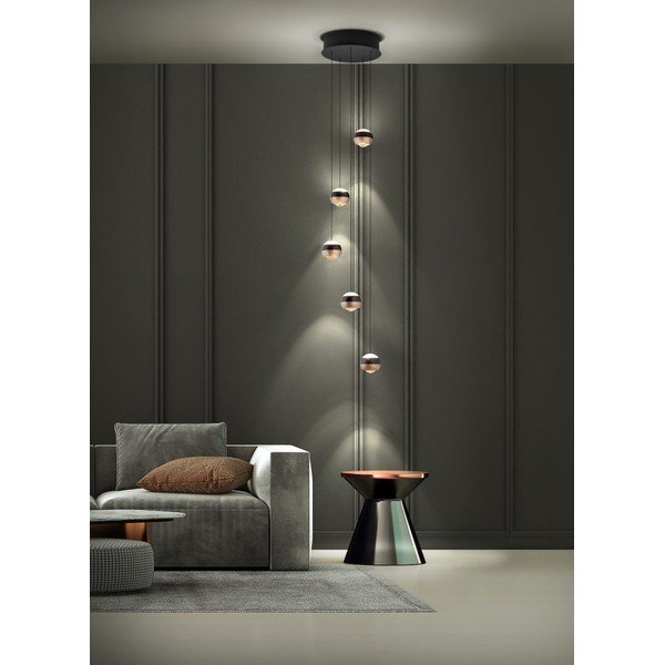 Melna/vara krāsas LED piekaramā lampa ar metāla abažūru ø 30 cm Orbit – Trio Select-image-1