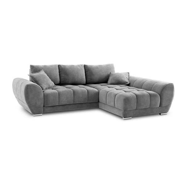 Pelēks samta dīvāns Windsor & Co Sofas Nuage, labais stūris-image-3