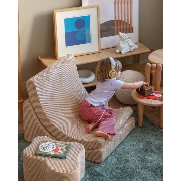 Gaiši brūns velveta bērnu atpūtas krēsls Moon – Wigiwama-image-4