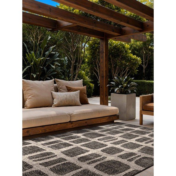 Melns/krēmkrāsas iekštelpu un āra paklājs 160x230 cm Haringey Ruskin – Ted Baker-image-1