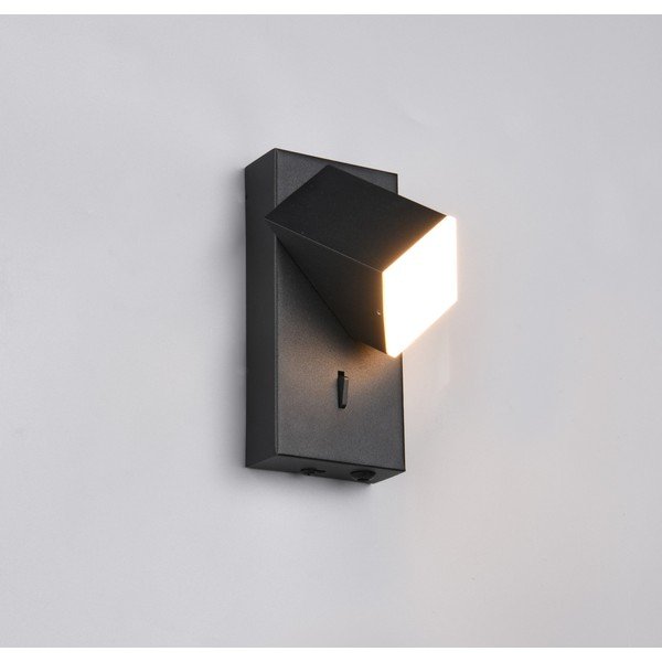 Matēti melna LED sienas lampa Raglan – Trio-image-1