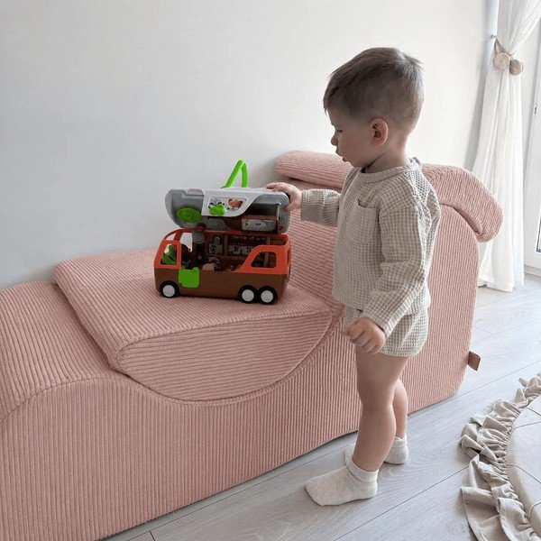 Krēmkrāsas velveta bērnu atpūtas krēsls Wave – Meowbaby-image-1