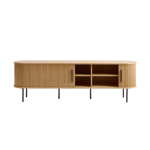 Dabīga toņa TV galdiņš ar ozolkoka imitāciju 56x180 cm Nola – Unique Furniture-image-4