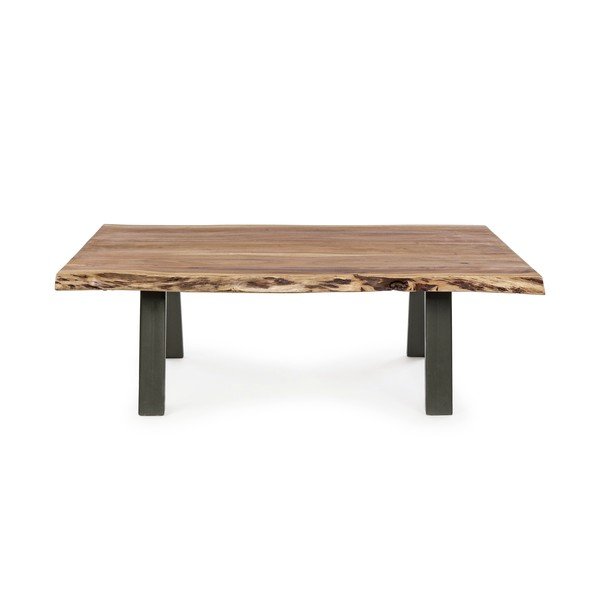 Melns/dabīga toņa žurnālgaldiņš ar akācijas koka galda virsmu 65x115 cm Aron – Bizzotto