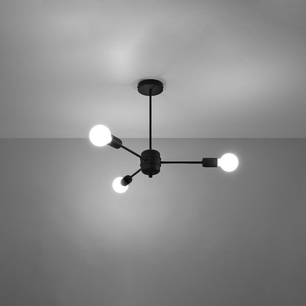 Melna griestu lampa 61x61 cm Benedett – Sollux-image-2