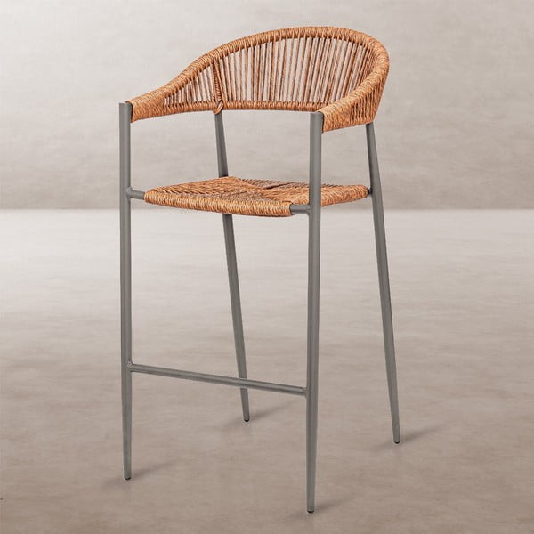 Pelēks/brūns metāla dārza bāra krēsls Neska – LDK Garden