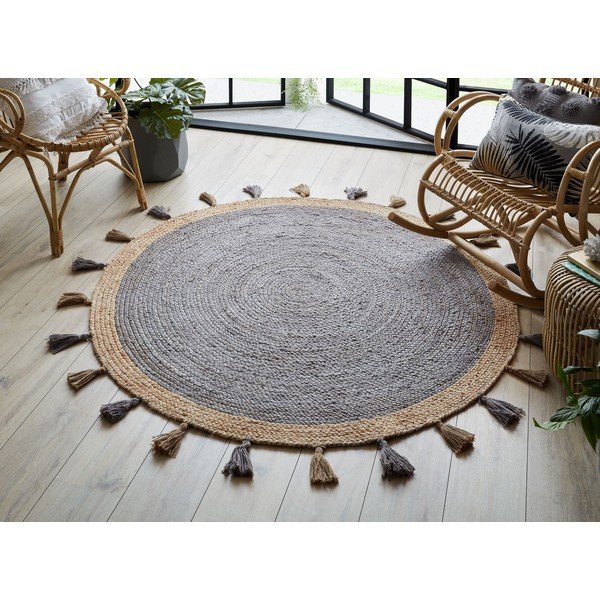 Pelēks džutas paklājs Flair Rugs Istanbul, ⌀ 150 cm-image-1