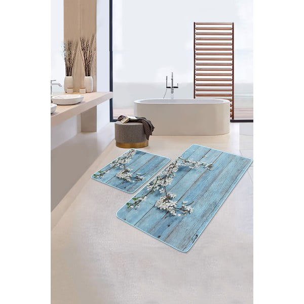 Zili vannas istabas paklājiņi (2 gab.) 60x100 cm – Mila Home-image-1