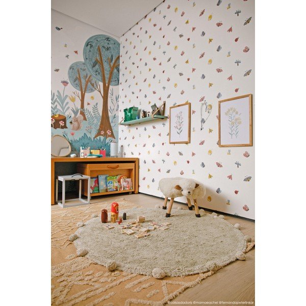 Gaiši zaļš mazgājams/ar rokām darināts kokvilnas bērnu paklājs ø120 cm Bubbly Olive – Lorena Canals-image-3