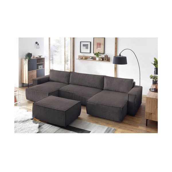 Pelēkbrūns velveta kāju soliņš Nihad – Bobochic Paris-image-1