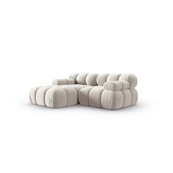 Bēšs samta modulārais stūra dīvāns (ar kreiso stūri) Bellis – Micadoni -image-3