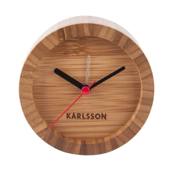 Brūns bambusa galda pulkstenis ar modinātāju Karlsson Tom