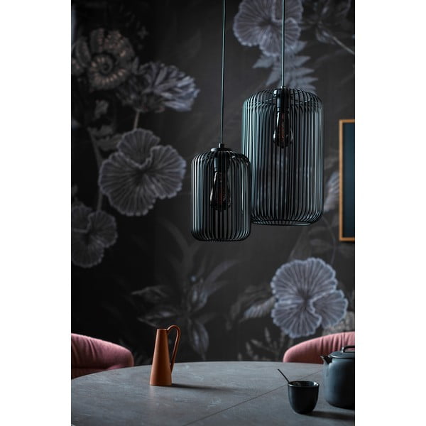 Melna piekaramā lampa ar metāla abažūru ø 25 cm Cage – Fischer & Honsel-image-1