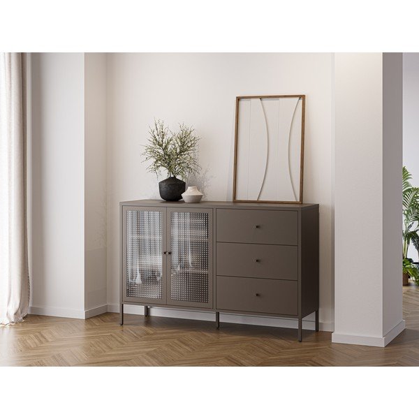 Pelēka metāla vitrīna 140x90x40 cm Layna – Marckeric-image-1