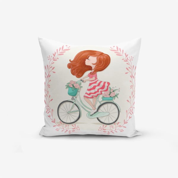 Spilvendrāna Minimalist Cushion Covers Bike Girl, 45 x 45 cm