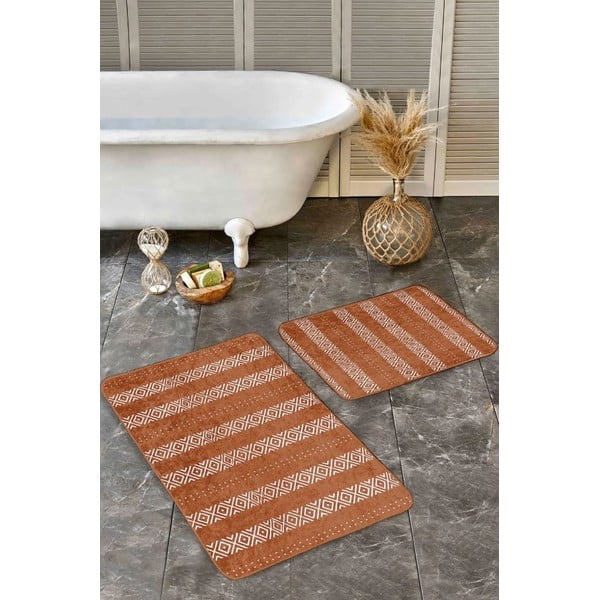 Brūni samta vannas istabas paklājiņi (2 gab.) 60x100 cm – Mila Home-image-4
