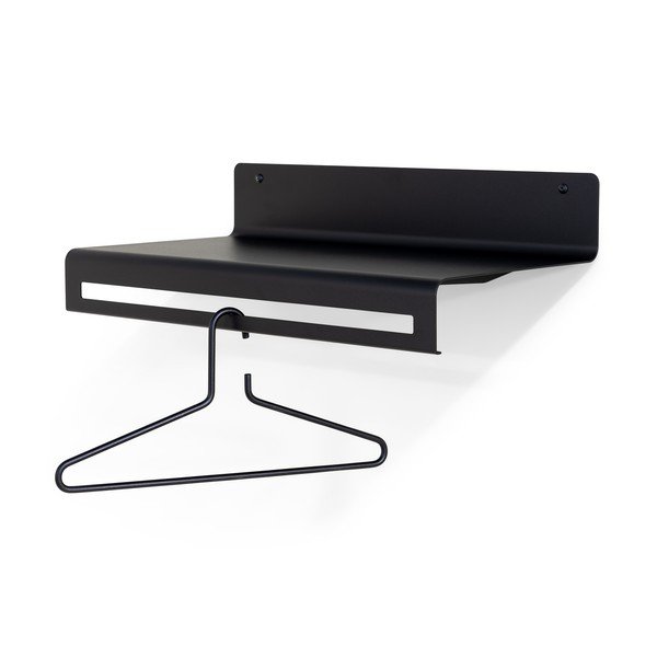 Melns metāla sienas pakaramais ar plauktu 60 cm Sway – Spinder Design-image-3