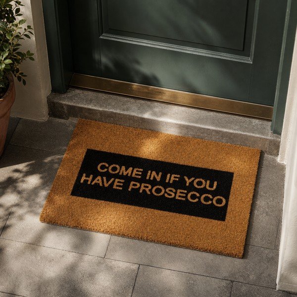 Dabīgās kokosšķiedras paklājs Artsy Doormats Come In If you Have Prosecco Glitter, 40 x 60 cm-image-1