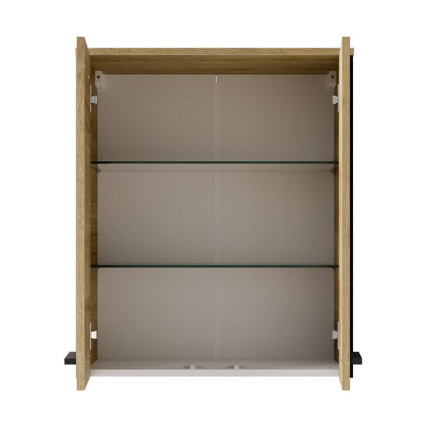 Dabīga toņa piekarams vannas istabas skapis ar ozolkoka imitāciju 72x60 cm Quickset 395 – Pelipal-image-2