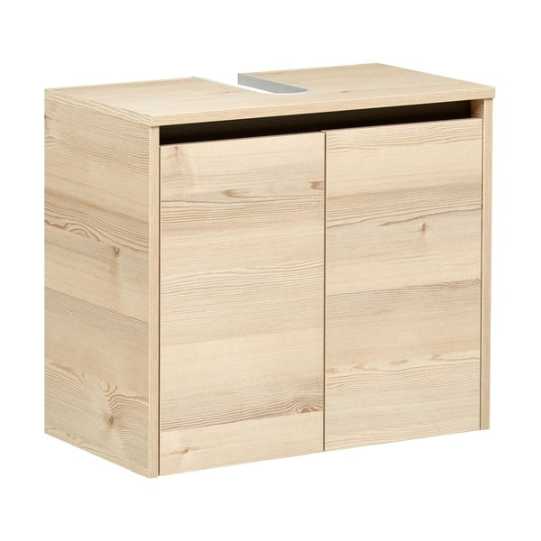 Dabīga toņa piekarams skapītis zem izlietnes ar priedes koka imitāciju 53x60 cm Quickset 393 – Pelipal