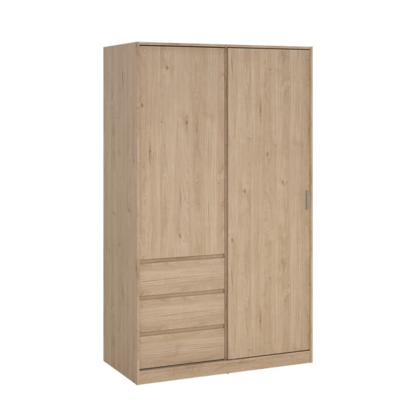 Dabīga toņa drēbju skapis ar ozolkoka imitāciju un bīdāmām durvīm 119x200x60 cm Naia – Tvilum-image-2