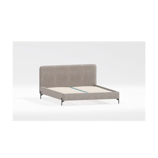Gaiši brūna polsterēta divvietīga gulta ar redelēm 180x200 cm Barker – Ropez