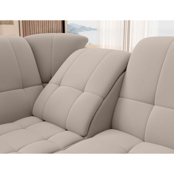 Bēšs samta salokāms/ar uzglabāšanas vietu stūra dīvāns (ar kreiso stūri/L veida) Sado – ELTAP-image-1