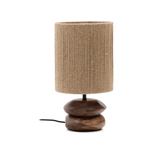 Tumša dabīga toņa akācijas masīvkoka galda lampa (augstums 43 cm) Kor – Kave Home