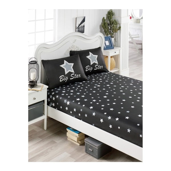 Melnas gultasveļas un 2 spilvendrānu komplekts divguļamai gultai Musna Mula, 160 x 200 cm
