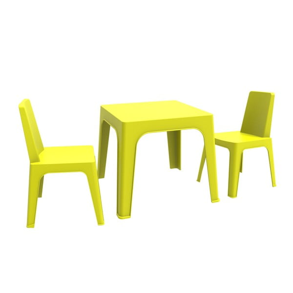 Zaļš bērnu dārza komplekts 1 galds un 2 krēsli Resol Julieta
