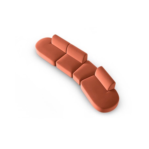 Rozā samta dīvāns ar labo stūri 428 cm Paolo – Milo Casa-image-1