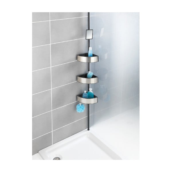 Teleskopiskais stūra plaukts dušai Wenko Prea Silver/Black, 27 x 20 cm-image-4