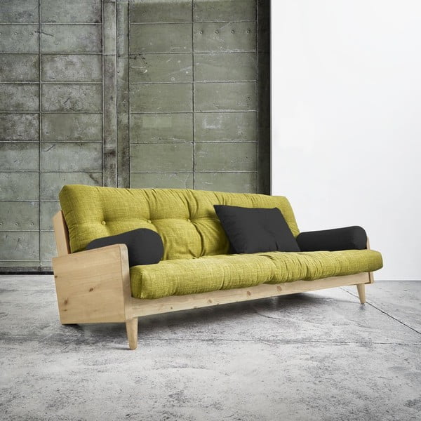 Dīvāns gulta Karup India Natural/Avocado Green/Dark Grey